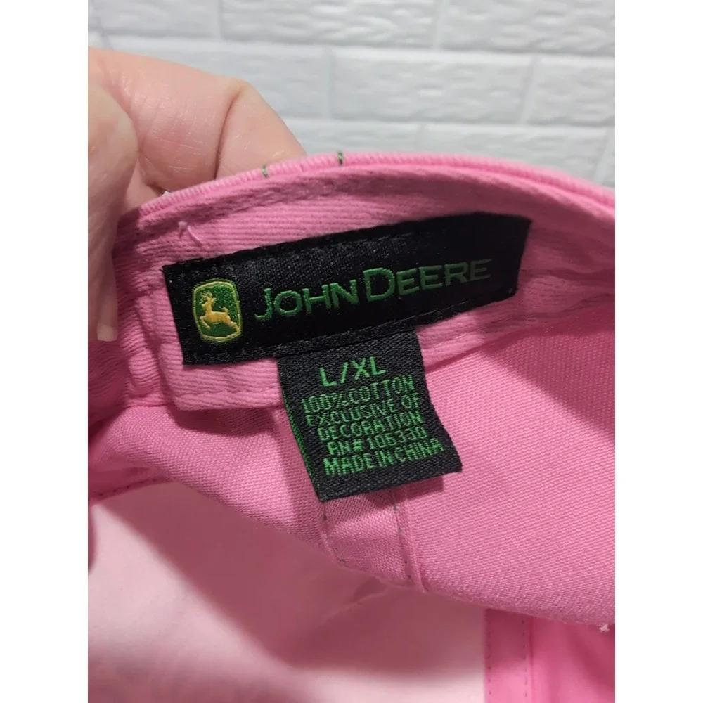 John Deere Pink Strapback Adjustable Hat Cap Girl L/XL Farm Hunt Pink Butterfly